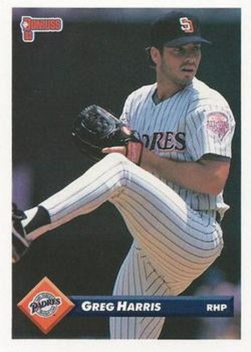#154 Greg Harris - San Diego Padres - 1993 Donruss Baseball