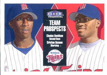 #156 Cleatus Davidson / Cristian Guzman - Minnesota Twins - 2000 Fleer Tradition Baseball