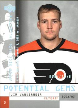 #157 Jim Vandermeer - Philadelphia Flyers - 2002-03 Upper Deck Mask Collection Hockey