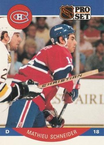 #158 Mathieu Schneider - Montreal Canadiens - 1990-91 Pro Set Hockey