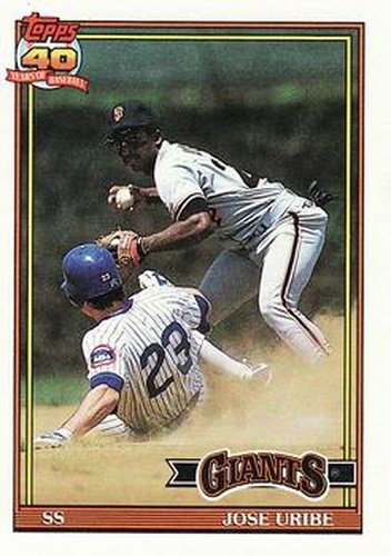 #158 Jose Uribe - San Francisco Giants - 1991 Topps Baseball