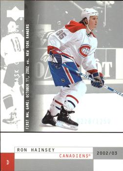 #159 Ron Hainsey - Montreal Canadiens - 2002-03 Upper Deck Mask Collection Hockey