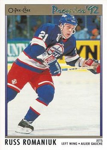 #162 Russ Romaniuk - Winnipeg Jets - 1991-92 O-Pee-Chee Premier Hockey