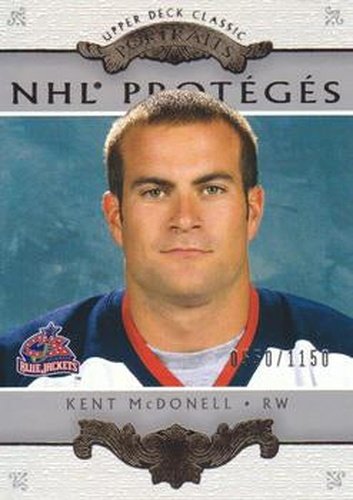 #164 Kent McDonell - Columbus Blue Jackets - 2003-04 Upper Deck Classic Portraits Hockey