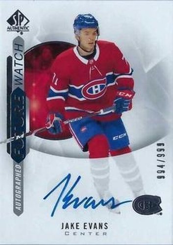 #165 Jake Evans - Montreal Canadiens - 2020-21 SP Authentic Hockey