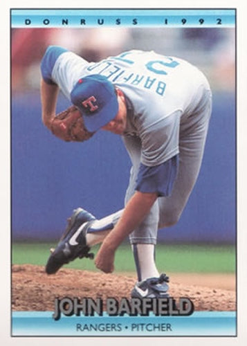 #168 John Barfield - Texas Rangers - 1992 Donruss Baseball