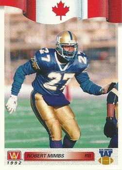 #168 Robert Mimbs - Winnipeg Blue Bombers - 1992 All World CFL Football