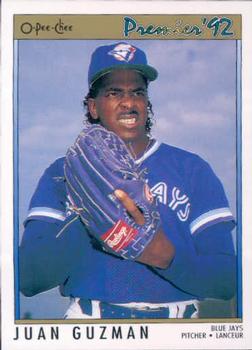 #168 Juan Guzman - Toronto Blue Jays - 1992 O-Pee-Chee Premier Baseball