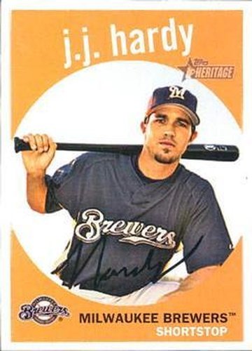 #169 J.J. Hardy - Milwaukee Brewers - 2008 Topps Heritage Baseball