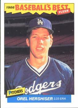 #16 Orel Hershiser - Los Angeles Dodgers - 1986 Fleer Baseball's Best Sluggers vs. Pitchers Baseball