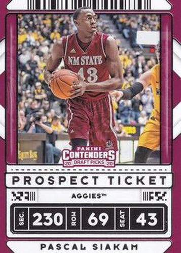 #17 Pascal Siakam - New Mexico State Aggies - 2020 Panini Contenders Draft Picks Basketball