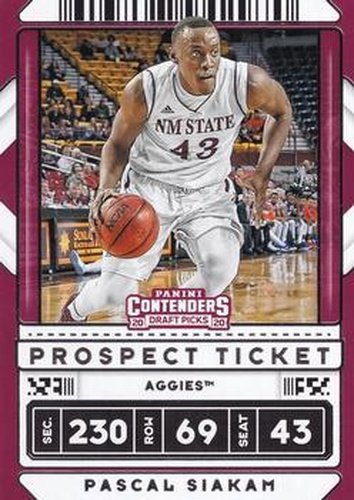 #17b Pascal Siakam - New Mexico State Aggies - 2020 Panini Contenders Draft Picks Basketball