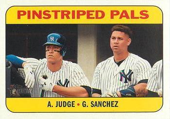 #183 Pinstriped Pals Aaron Judge / Gary Sanchez - New York Yankees - 2018 Topps Heritage Baseball