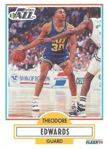 #185 Theodore Edwards - Utah Jazz - 1990-91 Fleer Basketball