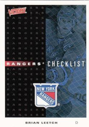 #187 Rangers Checklist - New York Rangers - 1999-00 Upper Deck Victory Hockey