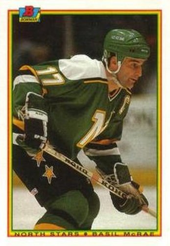 #187 Basil McRae - Minnesota North Stars - 1990-91 Bowman Hockey