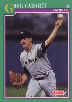 #188 Greg Cadaret - New York Yankees - 1991 Score Baseball