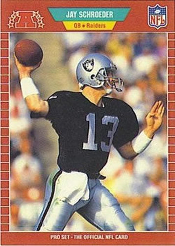 #192 Jay Schroeder - Los Angeles Raiders - 1989 Pro Set Football