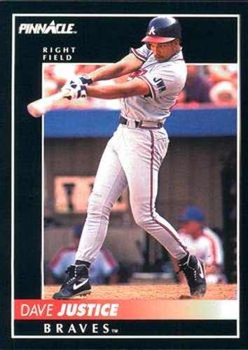 #100 Dave Justice - Atlanta Braves - 1992 Pinnacle Baseball