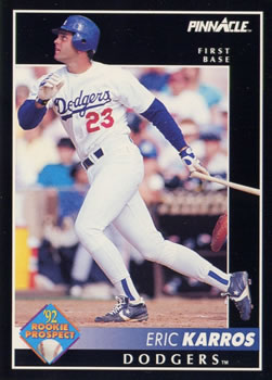 #256 Eric Karros - Los Angeles Dodgers - 1992 Pinnacle Baseball
