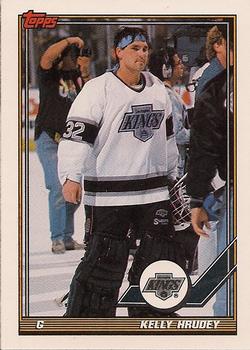 #195 Kelly Hrudey - Los Angeles Kings - 1991-92 Topps Hockey