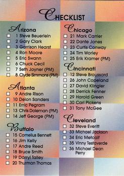 #197 Checklist - Arizona Cardinals / Atlanta Falcons / Buffalo Bills - 1994 SkyBox Premium Football