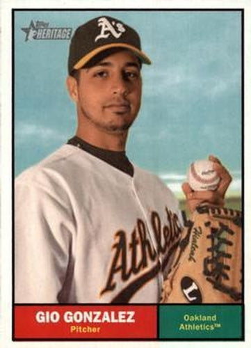 #197 Gio Gonzalez - Oakland Athletics - 2010 Topps Heritage Baseball