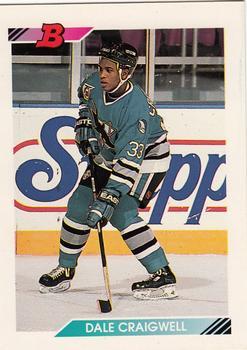 #198 Dale Craigwell - San Jose Sharks - 1992-93 Bowman Hockey