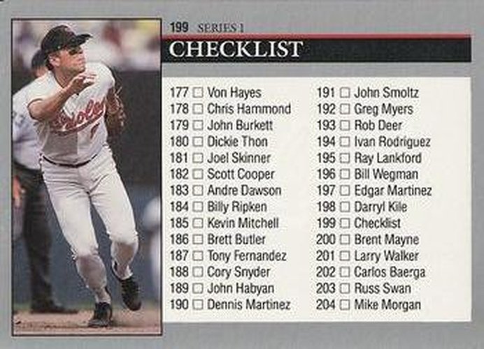 #199 Cal Ripken - Baltimore Orioles - 1992 Leaf Baseball