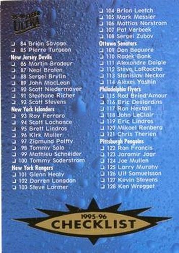 #199 Checklist: 84-169 - 1995-96 Ultra Hockey