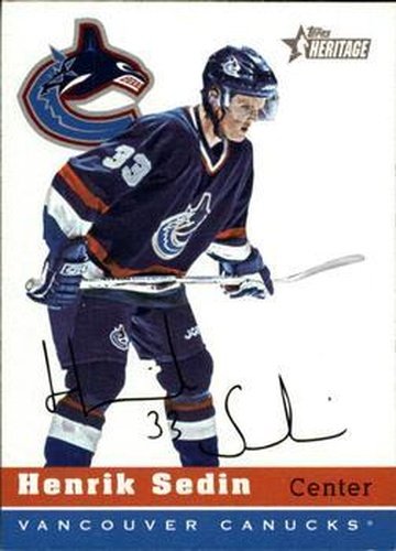 #19 Henrik Sedin - Vancouver Canucks - 2000-01 Topps Heritage Hockey