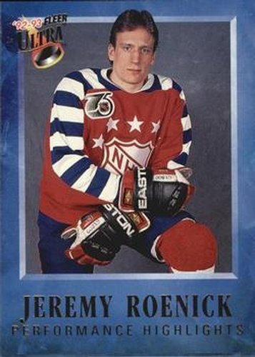 #1 Jeremy Roenick - Chicago Blackhawks - 1992-93 Ultra - Jeremy Roenick Performance Highlights Hockey
