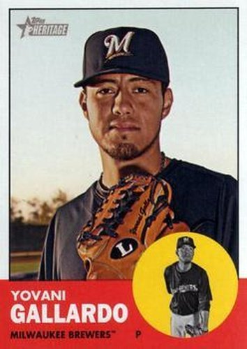 #201a Yovani Gallardo - Milwaukee Brewers - 2012 Topps Heritage Baseball