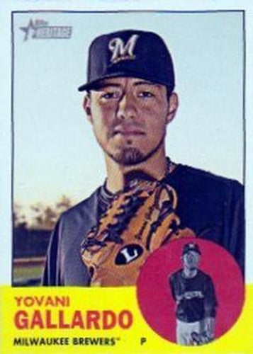 #201b Yovani Gallardo - Milwaukee Brewers - 2012 Topps Heritage Baseball