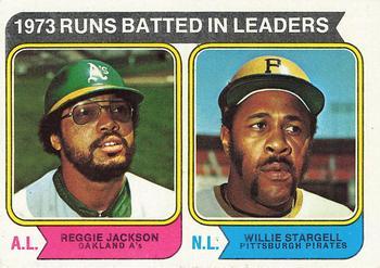 #203 1973 Runs Batted In Leaders Reggie Jackson / Willie Stargell - Oakland Athletics / Pittsburgh Pirates - 1974 Topps Baseball