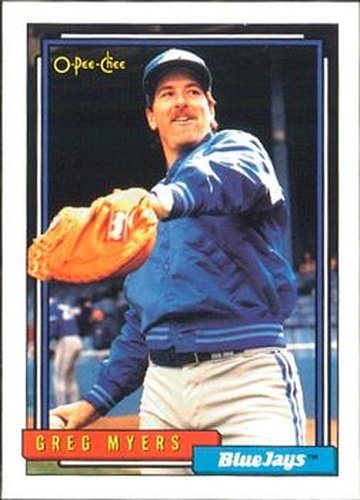 #203 Greg Myers - Toronto Blue Jays - 1992 O-Pee-Chee Baseball