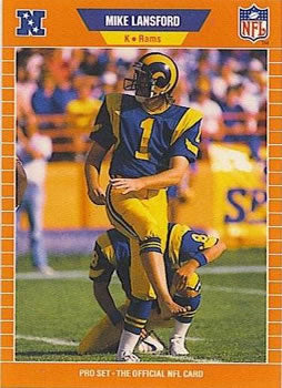 #204 Mike Lansford - Los Angeles Rams - 1989 Pro Set Football