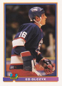 #204 Ed Olczyk - Winnipeg Jets - 1991-92 Bowman Hockey
