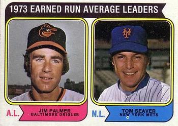 #206 1973 Earned Run Average Leaders Jim Palmer / Tom Seaver - Baltimore Orioles / New York Mets - 1974 Topps Baseball