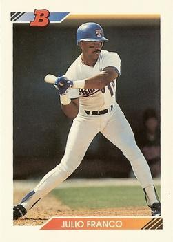 #206 Julio Franco - Texas Rangers - 1992 Bowman Baseball