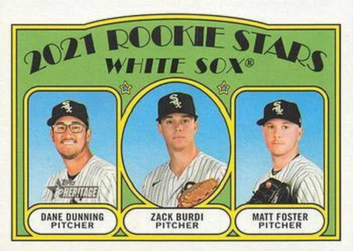 #208 White Sox 2021 Rookie Stars Dane Dunning / Zack Burdi / Matt Foster - Chicago White Sox - 2021 Topps Heritage Baseball