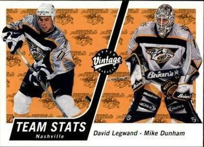 #209 David Legwand / Mike Dunham - Nashville Predators - 2000-01 Upper Deck Vintage Hockey