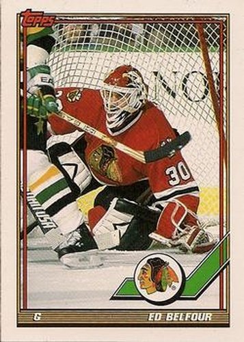 #20 Ed Belfour - Chicago Blackhawks - 1991-92 Topps Hockey