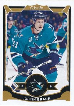 #212 Justin Braun - San Jose Sharks - 2015-16 O-Pee-Chee Hockey