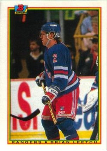 #215 Brian Leetch - New York Rangers - 1990-91 Bowman Hockey