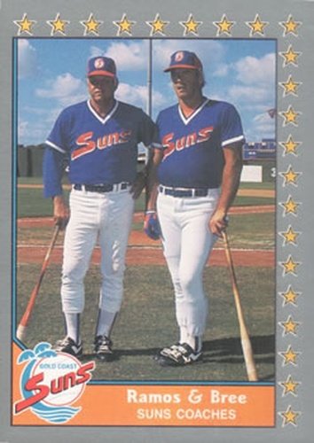 #217 Suns Coaches Pedro Ramos / Charlie Bree - Gold Coast Suns - 1990 Pacific Senior League Baseball