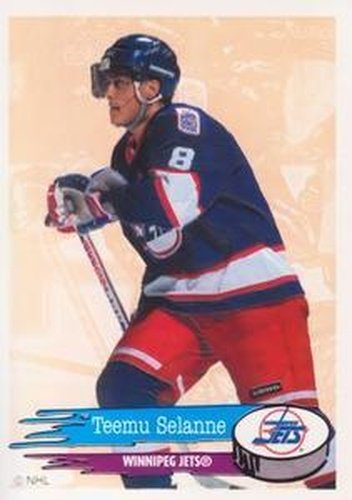 #217 Teemu Selanne - Winnipeg Jets - 1995-96 Panini Hockey Stickers