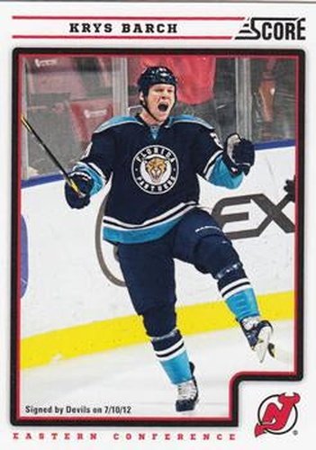 #218 Krys Barch - New Jersey Devils - 2012-13 Score Hockey