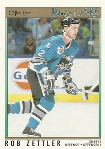 #21 Rob Zettler - San Jose Sharks - 1991-92 O-Pee-Chee Premier Hockey