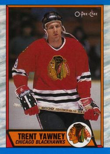 #222 Trent Yawney - Chicago Blackhawks - 1989-90 O-Pee-Chee Hockey